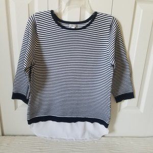 Croft & Barrow 3/4 Sleeve Sweater, M, black and white stripes
